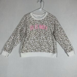 Victoria Secret Pink Cheetah Print Crewneck Sweater Womens Medium Pullover L/S